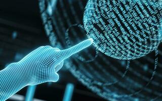 Digital information and smart finger, 3d rendering. photo