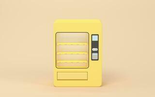 Empty vending machine with yellow background, 3d rendering. photo