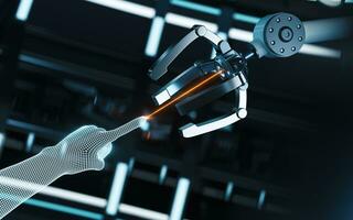 Robotic arm and smart finger, 3d rendering. photo