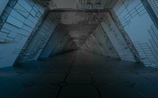 Empty tunnel with dark background, 3d rendering. photo