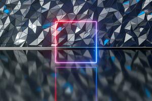 Neon lines with metal background, 3d rendering. photo