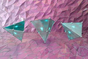 Triangle gem with triangle background, 3d rendering. photo