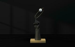 Hand sculpture with empty room, 3d rendering. photo