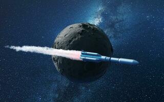 Rocket and planet, 3d rendering. photo