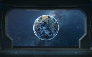 The earth from the view in the spacecraft, 3d rendering. photo