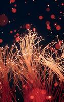 Glowing particles and lines with black background, 3d rendering. photo