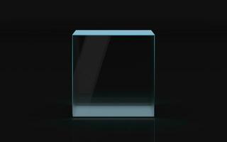 Blank white glass showcase cube mock up, isolated, 3d rendering