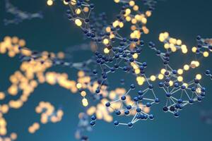 Blue biology grid with connect constrains, 3d rendering. photo