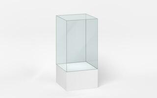 Empty glass showcase, 3d rendering. photo