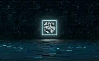 Fingerprint lock with black background,3d rendering. photo
