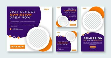 School Education Admission Social Media Post for Online Marketing Promotion Banner, Story and Web Internet Ads Flyer vector