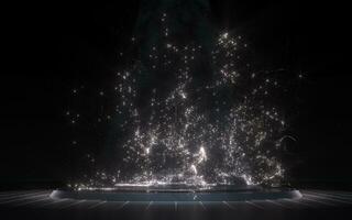 Fantasy magic particles with dark background, 3d rendering. photo