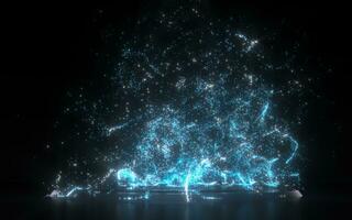 Fantasy magic particles with dark background, 3d rendering. photo