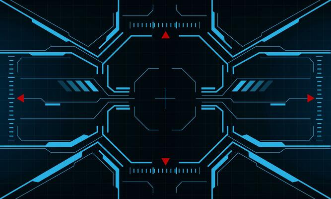 HUD sci-fi interface screen view blue geometric design virtual reality futuristic technology creative display vector