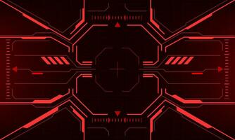 HUD sci-fi interface screen view red danger geometric design virtual reality futuristic technology creative display vector