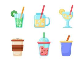 Set of non-alcoholic beverages, juice, juice, smoothie, coffee, and tea bubble. A collection of drinks vector