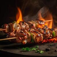 Realistic photo of Turkey Kebab. Close-Up Food Photography. AI Generated