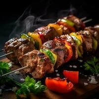 Realistic photo of Turkey Kebab. Close-Up Food Photography. AI Generated