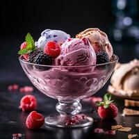 Realistic photo of Ice Cream. Close-Up Food Photography. AI Generated