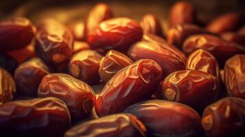 Realistic photo of a bunch of dates. top view fruit scenery.