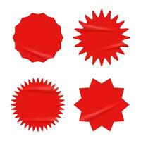 Set of red starburst with grunge retro texture vector illustration