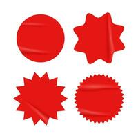 Set of red starburst with grunge retro texture vector illustration