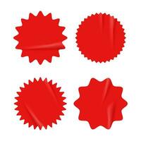 Set of red starburst with grunge retro texture vector illustration