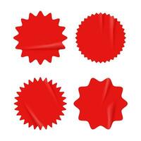 Set of red starburst with grunge retro texture vector illustration