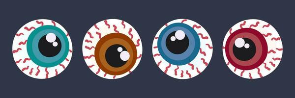 Halloween set of human eyeballs vector illustration