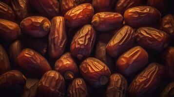 Realistic photo of a bunch of dates. top view fruit scenery. AI Generated