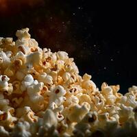 Realistic photo of Popcorn. Close-Up Food Photography. AI Generated