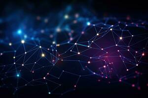 Abstract technology background with connection lines and dots. 3D Rendering, Abstract digital background of points and lines. Plexus. Big data. Network or connection, AI Generated photo