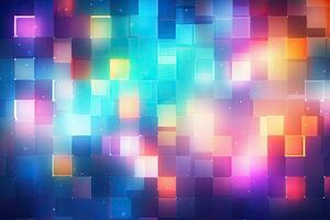 abstract colorful background with squares and lights illustration for your design, Abstract background with colorful lights and squares, AI Generated photo