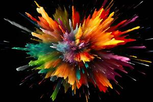 abstract colorful explosion on black background, computer generated abstract background, 3D rendering, Abstract colorful explosion on Black background, AI Generated photo