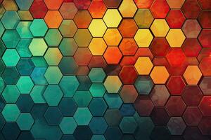 Abstract colorful hexagon background. 3d render illustration. Honeycomb pattern. Abstract background with hexagons, AI Generated photo