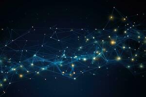Abstract technology background with connecting dots and lines. Network concept. 3D Rendering, Abstract digital background of points and lines. Plexus. Big data. Network or connection, AI Generated photo