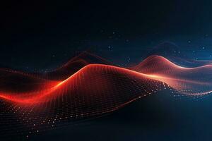 abstract digital wave with particles on dark background. 3d rendering, Abstract digital background with flowing waves and data points, AI Generated photo