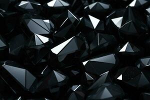 3d representación de un grupo de diamante en negro y blanco fondo, resumen negro cristal fondo, ai generado foto