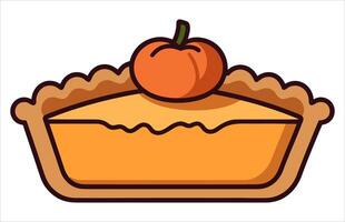 Pumpkin Pie Vector illustration, a whole pie, a slice, and a whole pie with a slice missing