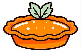 Pumpkin Pie Vector illustration, a whole pie, a slice, and a whole pie with a slice missing