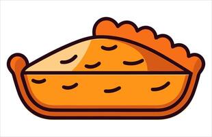 Pumpkin Pie Vector illustration, a whole pie, a slice, and a whole pie with a slice missing