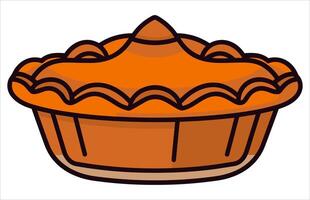 Pumpkin Pie Vector illustration, a whole pie, a slice, and a whole pie with a slice missing