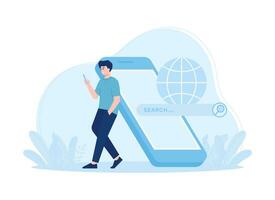 man is looking for resources on the internet concept flat illustration vector