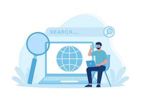 man is looking for resources on the internet concept flat illustration vector