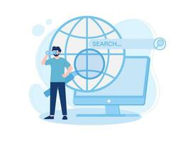 people are looking for resources on the internet using computers concept flat illustration vector