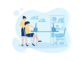 people are working at the computer concept flat illustration vector