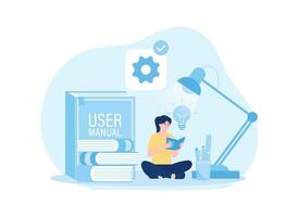woman is learning about programming concept flat illustration vector