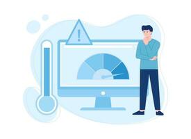 man checking temperature on computer concept flat illustration vector