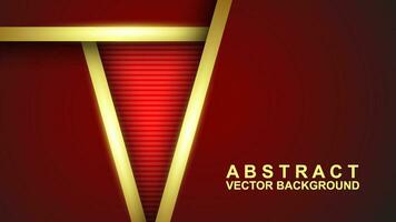 Abstract red color background overlapping gold line decoration layers with copy space for text. luxury style. Vector illustration