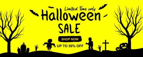 Halloween Sales Promotion poster or banner. Spooky Halloween template, Background or website banner. vector